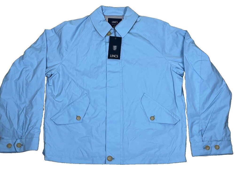NWT LINCS DC & Co Men S Sky Blue Harrington Jacket Lightweight Golf Windbreaker